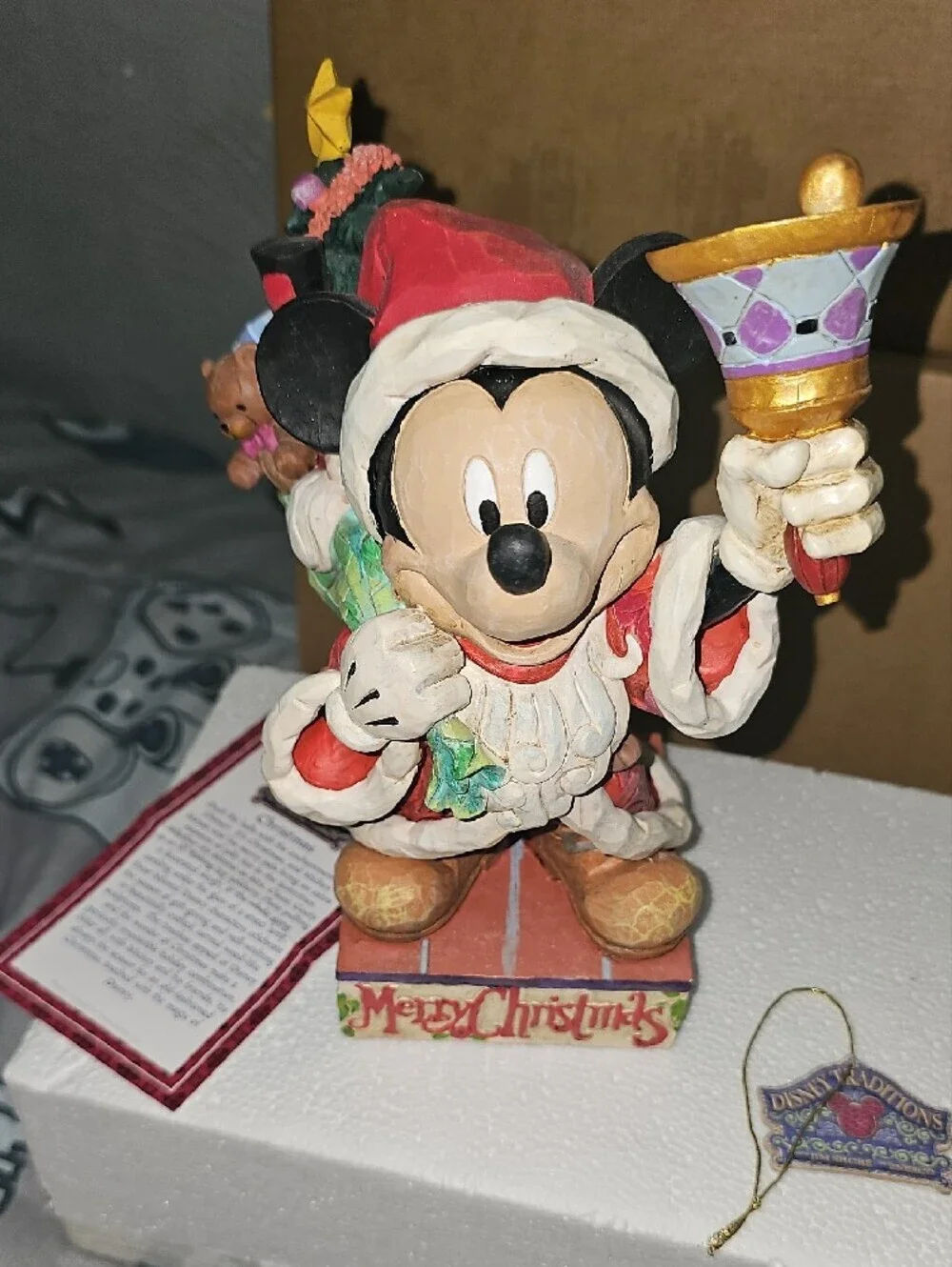 Jim Shore Old Street Mickey Mouse Santa Figurine - Red, White, Gold, Black